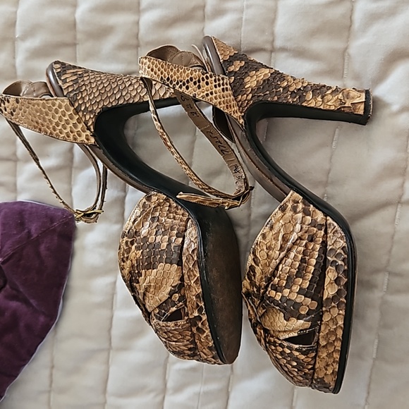 Shoes - 1940s Paradise Bootery Genuine Reptile Platform Peep-Toe Shoes 6.5